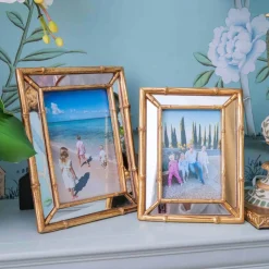 Gold Bamboo Mirror Photo Frame - 4"x6"