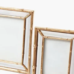 Gold Bamboo Mirror Photo Frame - 4"x6"