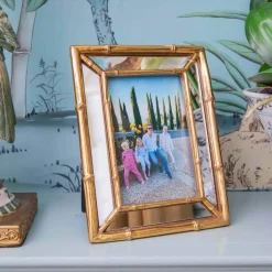 Gold Bamboo Mirror Photo Frame - 4"x6"