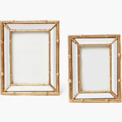 Gold Bamboo Mirror Photo Frame - 4"x6"