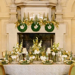 Gold Glitter Crackers with White Velvet Bows (Set of 6)