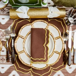 Gold Petal Bamboo Ceramic Dinner Plate