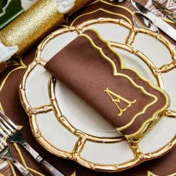 Gold Petal Bamboo Ceramic Dinner Plate