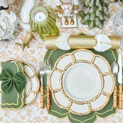 Gold Petal Bamboo Ceramic Dinner Plate