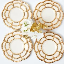 Gold Petal Bamboo Dinner & Starter Plates (Set of 8)