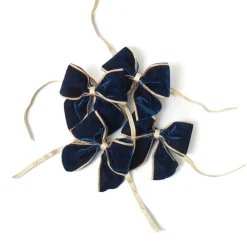 Gold Trimmed Navy Velvet Bows (Set of 4)