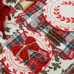 Gold Trimmed Red Velvet Bows (Set of 4)