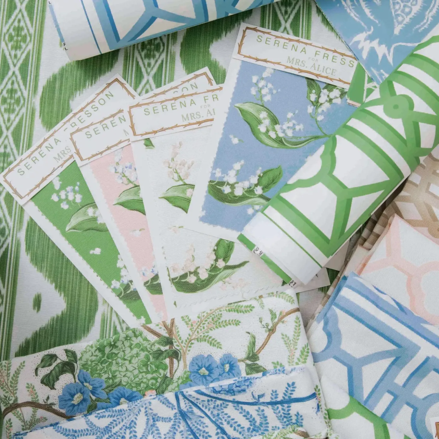 Green & Blue Lady Isabella's Garden Fabric