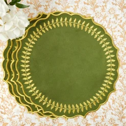 Green & Gold Laurel Placemats (Set of 4)