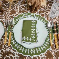 Green Bow Laurel Napkins (Set of 4)