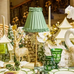 Green Frilled Silk Lampshade (18cm)