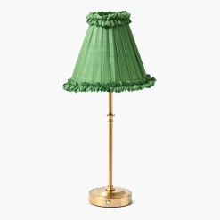 Green Frilled Silk Lampshade (18cm)