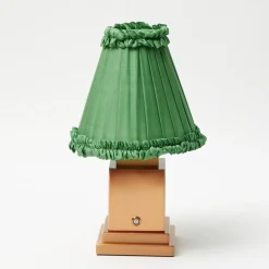 Green Frilled Silk Lampshade (18cm)