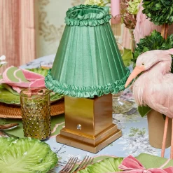Green Frilled Silk Lampshade (18cm)