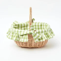 Green Gingham Basket