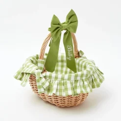 Green Gingham Basket