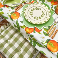 Green Gingham Ruffle Seat Pad Cushion
