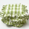 Green Gingham Ruffle Seat Pad Cushions (Set of 4)