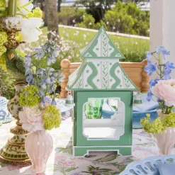 Green Ikat Pagoda Lantern