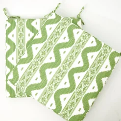 Green Ikat Seat Pad Cushion