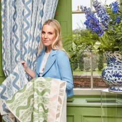 Green Ikat Stripe Fabric