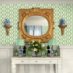 Green Ikat Stripe Wallpaper