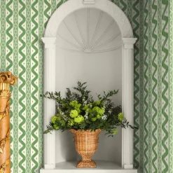 Green Ikat Stripe Wallpaper