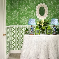 Green Ikat Stripe Wallpaper