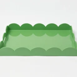Green Lacquer Scalloped Tray