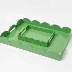 Green Lacquer Scalloped Tray