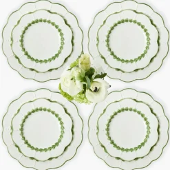 Green Laurel Dinner & Starter Plates (Set of 8)