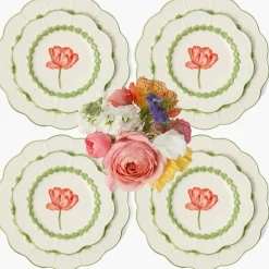 Green Laurel Tulip Dinner & Starter Plates (Set of 8)