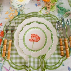 Green Laurel Tulip Dinner & Starter Plates (Set of 8)