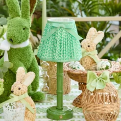 Green Leonora Lacquer Rechargeable Lamp with Green Lotus Bow Shade (18cm)