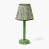 Green Leonora Lacquer Rechargeable Lamp with Olive Lotus Shade (18cm)