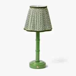 Green Leonora Lacquer Rechargeable Lamp with Olive Lotus Shade (18cm)