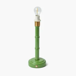 Green Leonora Lacquer Rechargeable Lamp with Green Frilled Silk Shade (18cm)