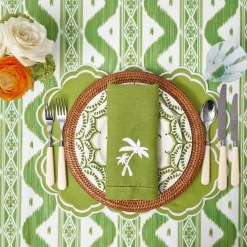 Green Linen Palm Tree Napkins (Set of 4)