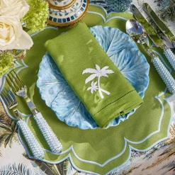 Green Linen Palm Tree Napkins (Set of 4)