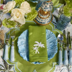 Green Linen Palm Tree Napkins (Set of 4)