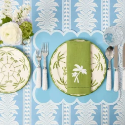Green Linen Palm Tree Napkins (Set of 4)