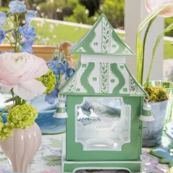 Green Mini Ikat Pagoda Lanterns (Pair)