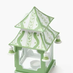 Green Mini Ikat Pagoda Lanterns (Pair)