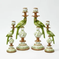 Green Parrot Candle Holder (Pair)