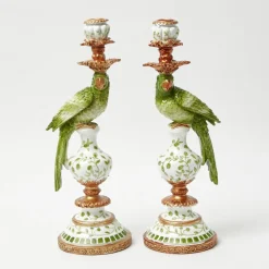 Green Parrot Candle Holder (Pair)
