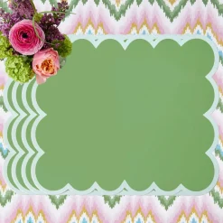 Green Scalloped Lacquer Placemats (Set of 4)