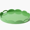 Green Scalloped Lacquer Round Tray