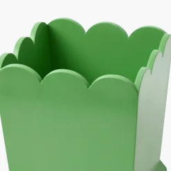Green Scalloped Lacquer Waste Paper Bin