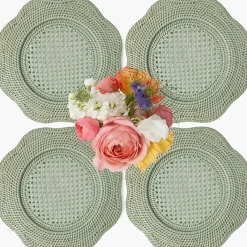 Green Scalloped Rattan Charger Plates (Set of 4)