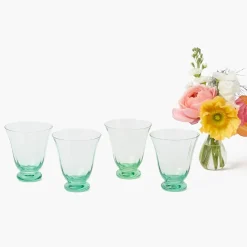 Green Tulip Water Glasses (Set of 4)